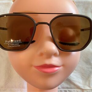 Polarized Sunglasses UV400 Protection TR6002 C1 56-15-138 Brown Metal Unisex